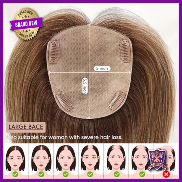 Large Coverage Human Hair Topper with Bangs for Thinning Hair